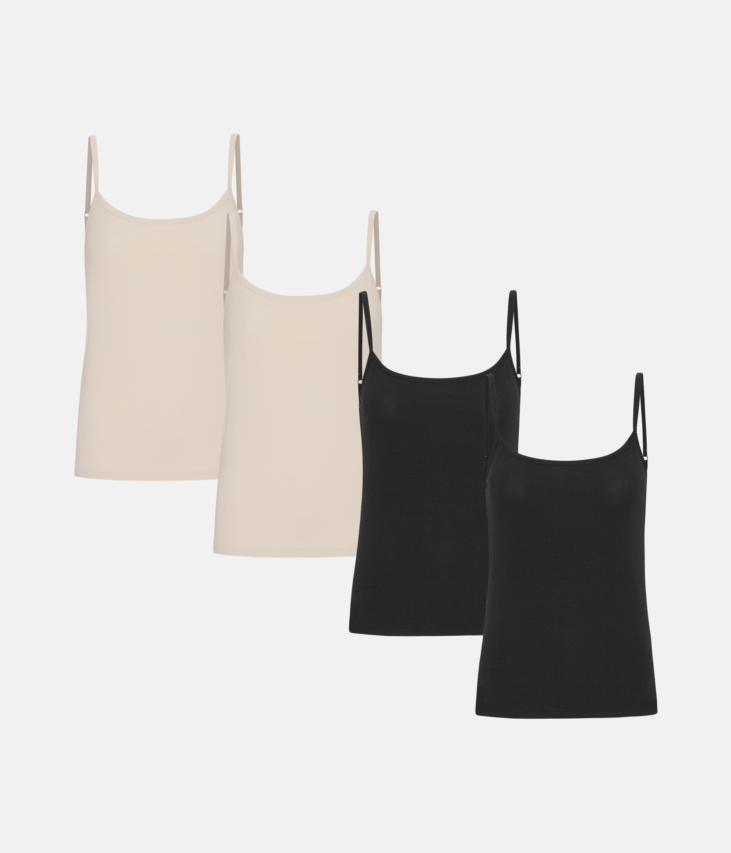 Toppe med Tynde Stroppe 4-Pak - Sort/Cream