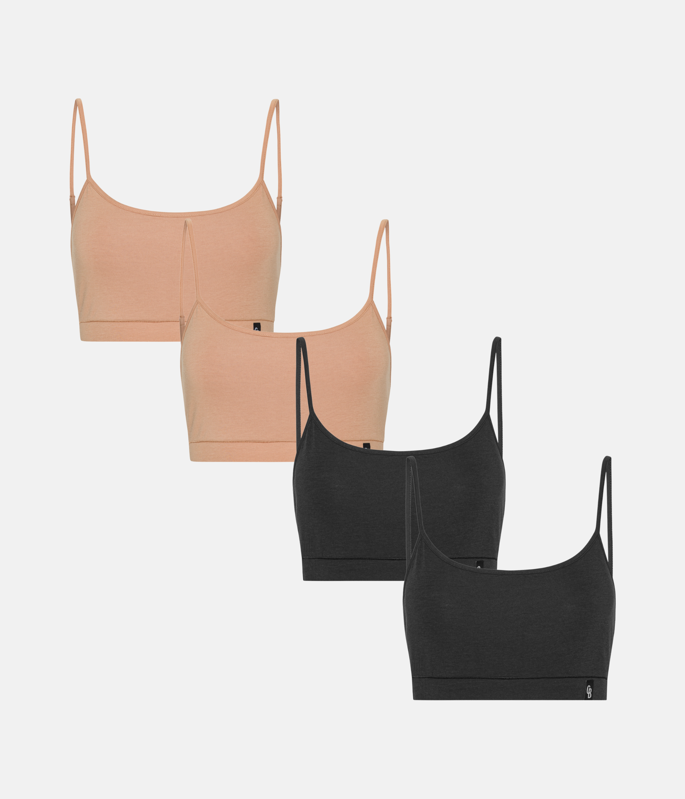 BH Top med Tynde Stoppe 4 Pak - Sort/Tan