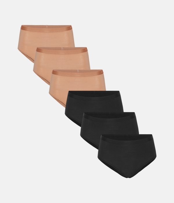 6 pak maxi trusser sort/tan