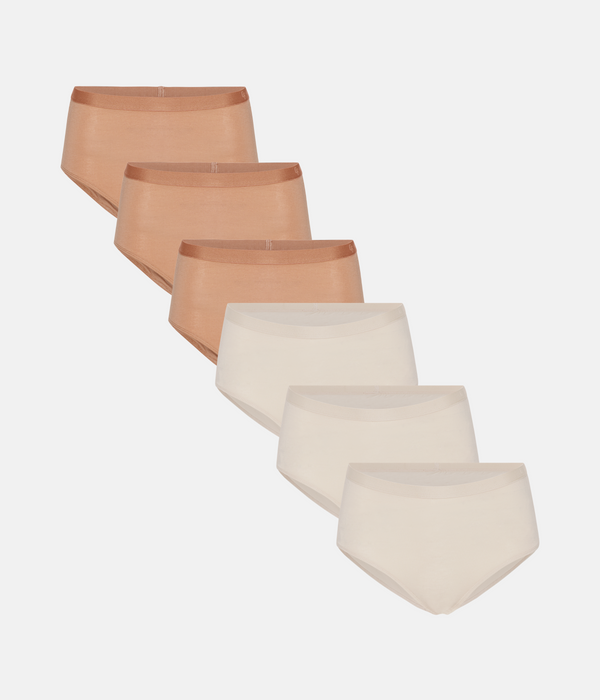 6 pak maxi trusser tan/cream