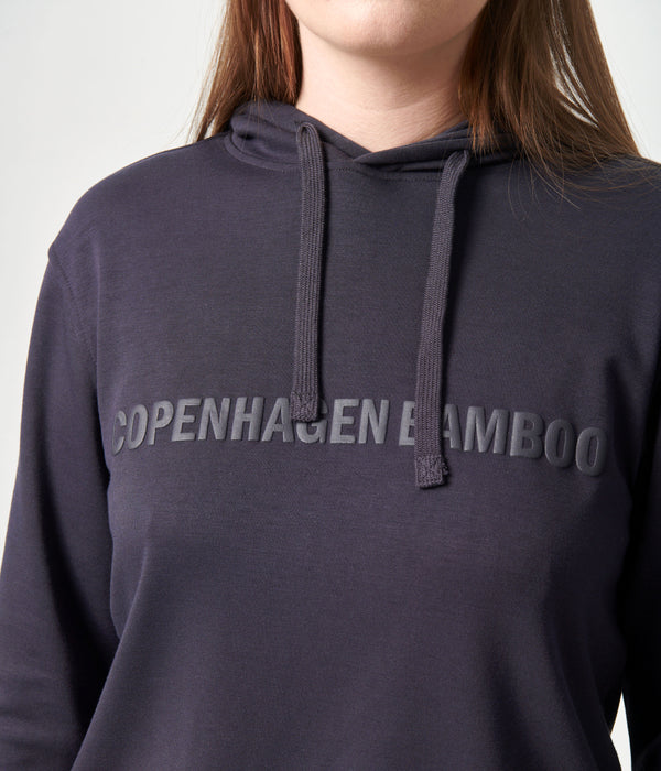 Grå bambus hoodie joggingsæt med logo