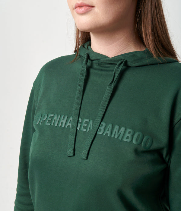 Grøn bambus hoodie joggingsæt med logo