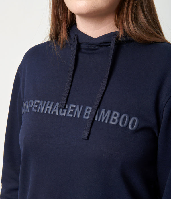 Blå bambus hoodie joggingsæt med logo