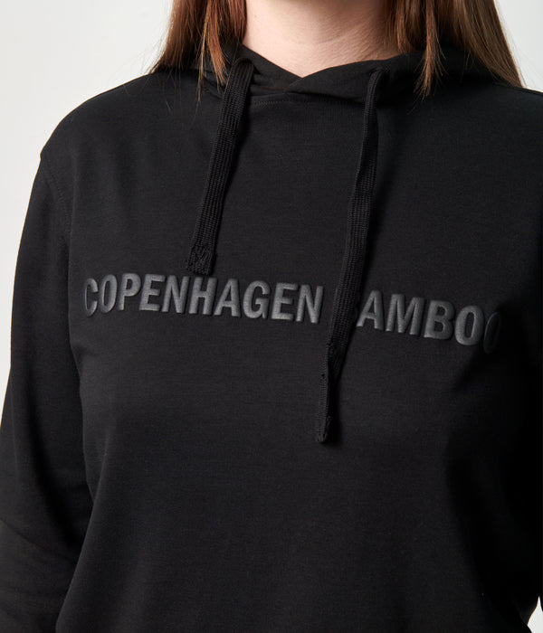 Sort bambus hoodie joggingsæt med logo