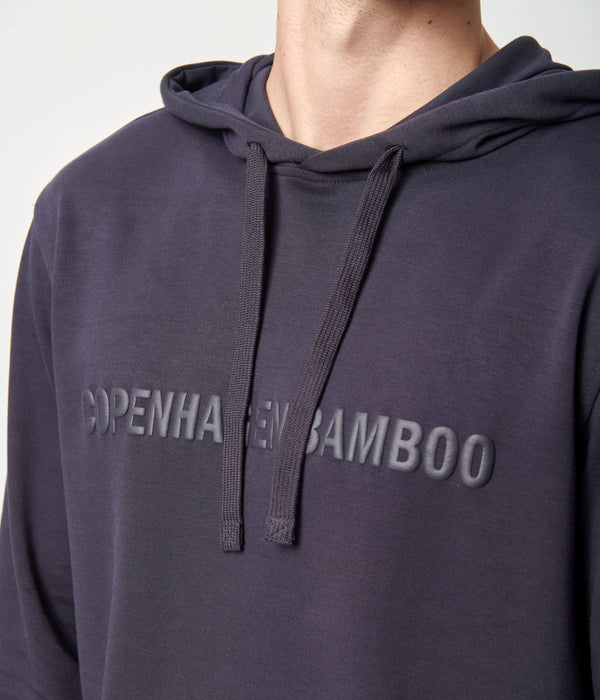 Grå bambus hoodie joggingsæt med logo