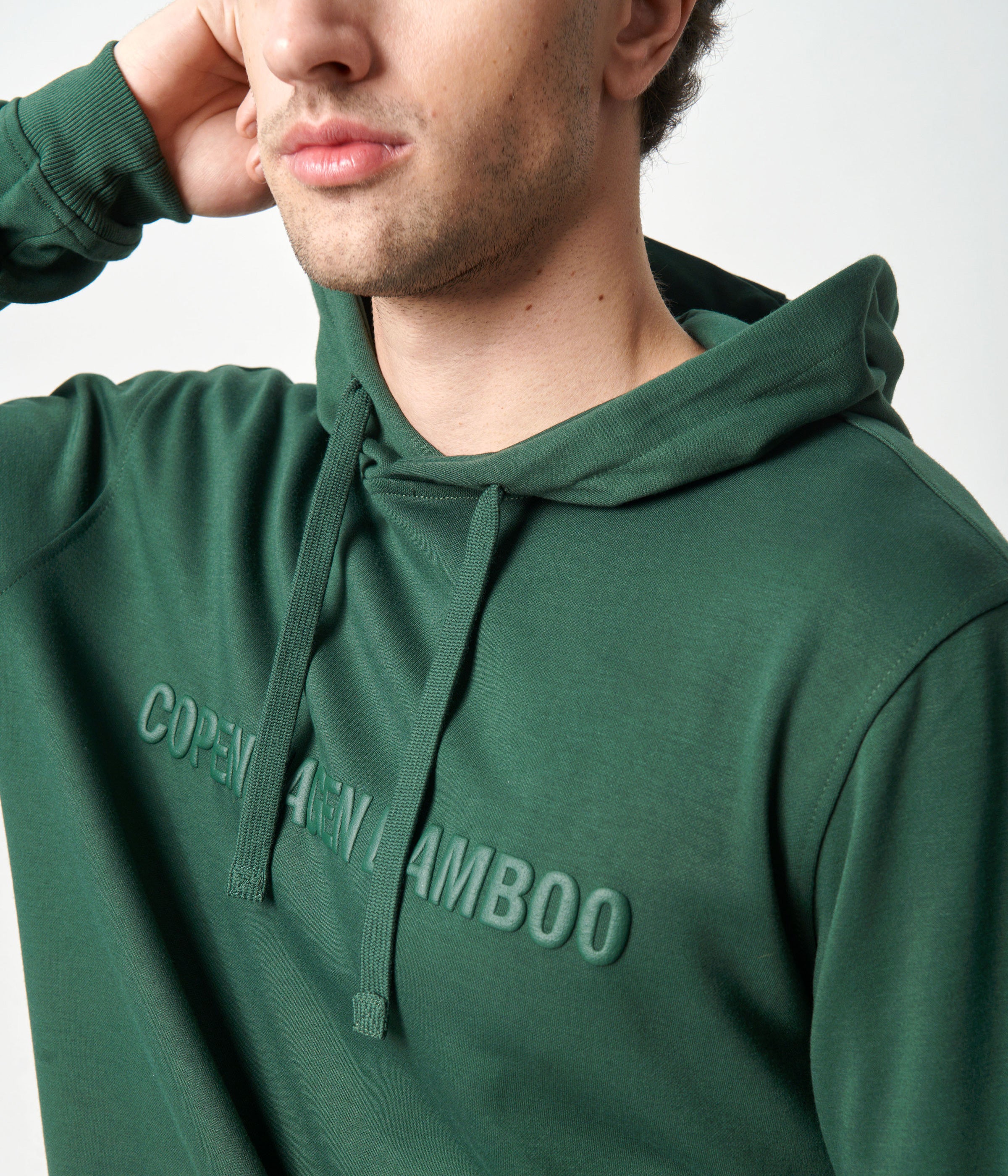 Grønt bambus hoodie joggingsæt med logo