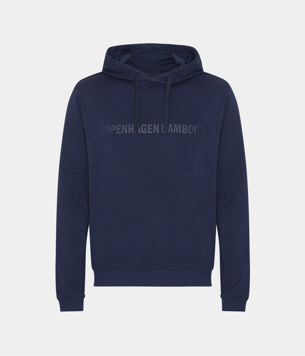 Blå bambus hoodie joggingsæt med logo