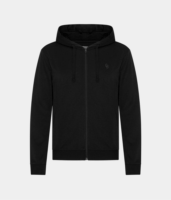 Sort bambus hoodie med lynlås