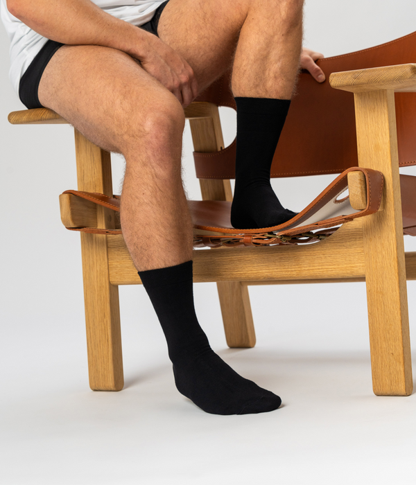 7 pak Sort bambus strømper