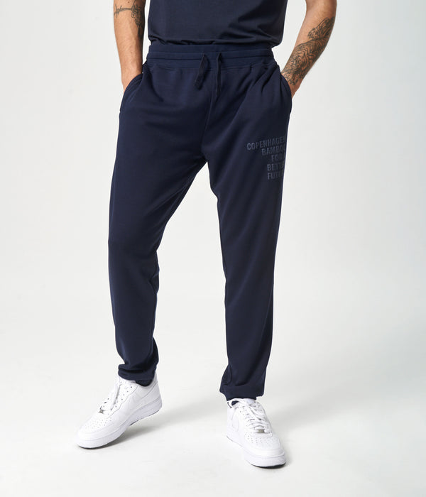 Blå bambus sweatpants med logo