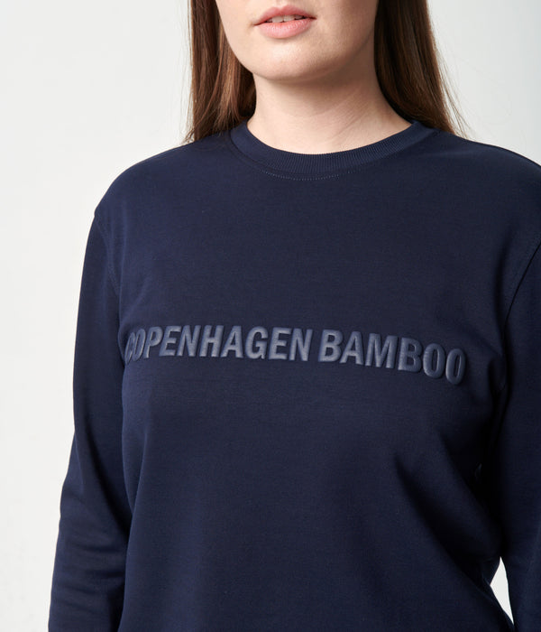 Blå bambus joggingsæt med logo