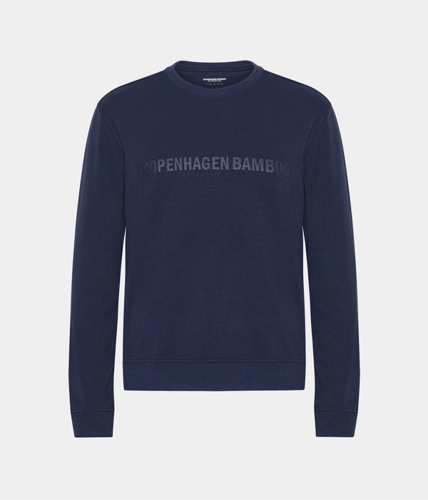 Blå bambus sweatshirt med logo