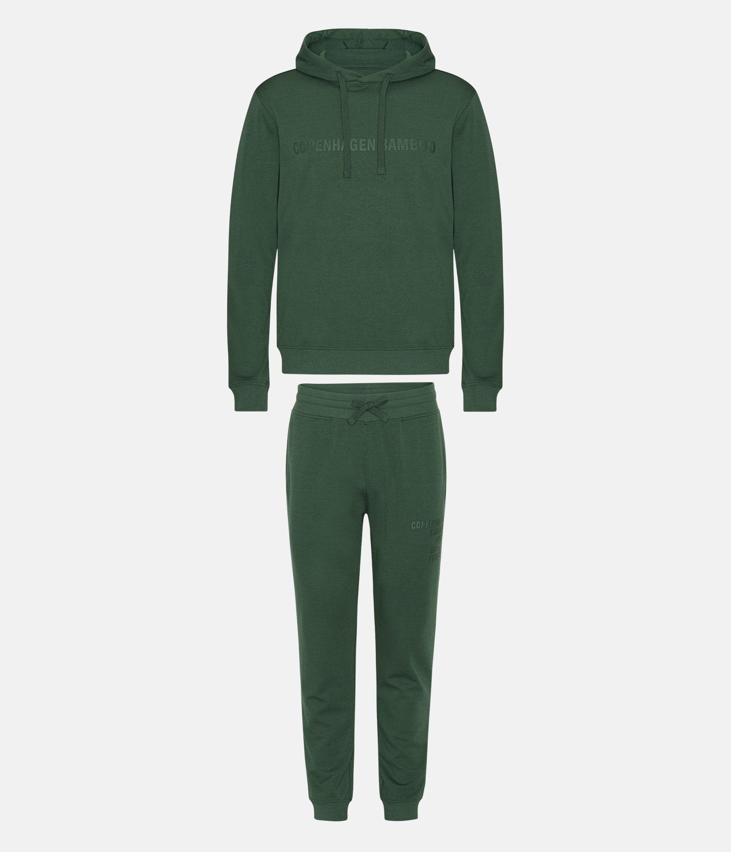 Grønt bambus hoodie joggingsæt med logo