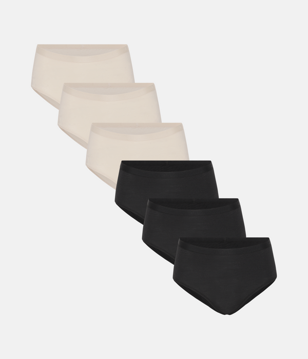 6 pak maxi trusser sort/cream