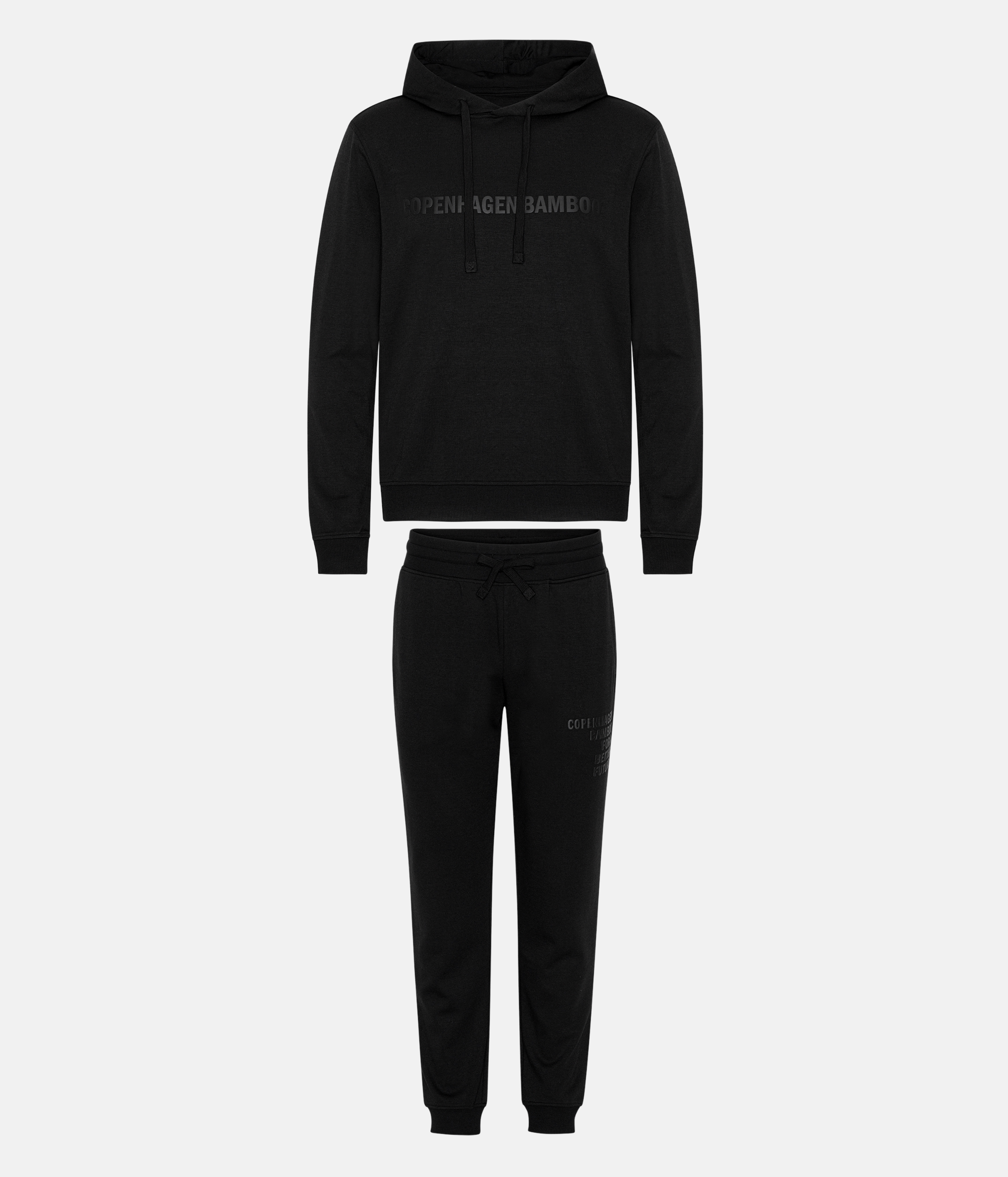 Sort bambus hoodie joggingsæt med logo