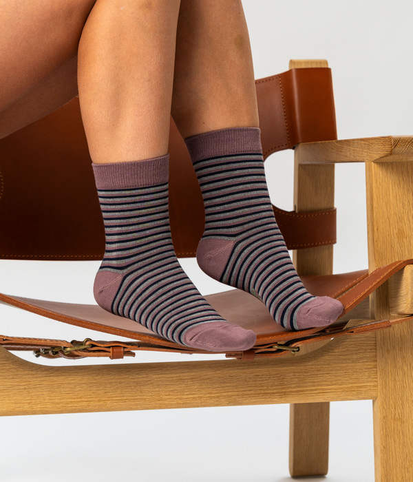 5 par bambus strømper i mauve og stribe mix (low cut) Copenhagen Bamboo