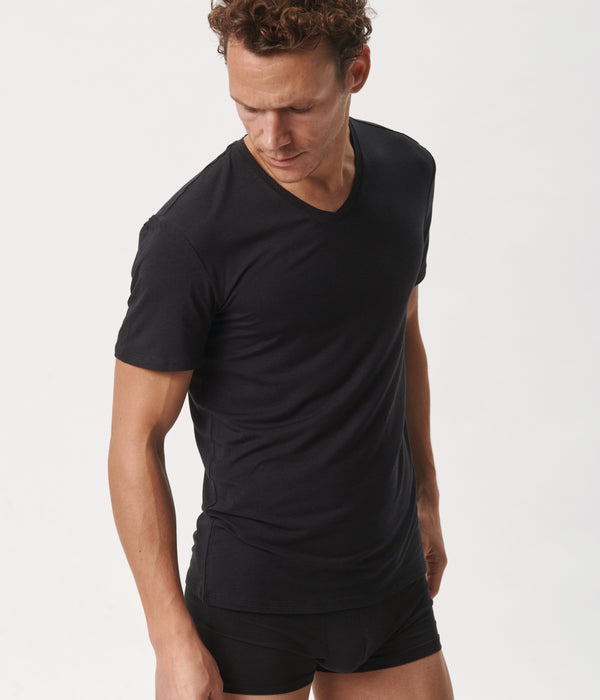 Sorte slim fit v-hals bambus T-shirts - 2 pak Copenhagen Bamboo