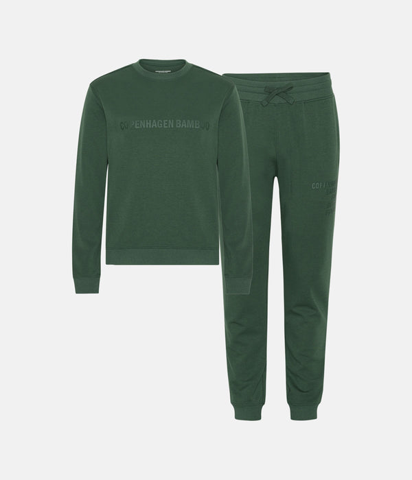 Grøn bambus joggingsæt med logo