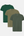 3 pak bambus T-shirt grøn/oliven/forest night
