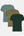 3 pak bambus T-shirt balsam grøn/oliven/grøn