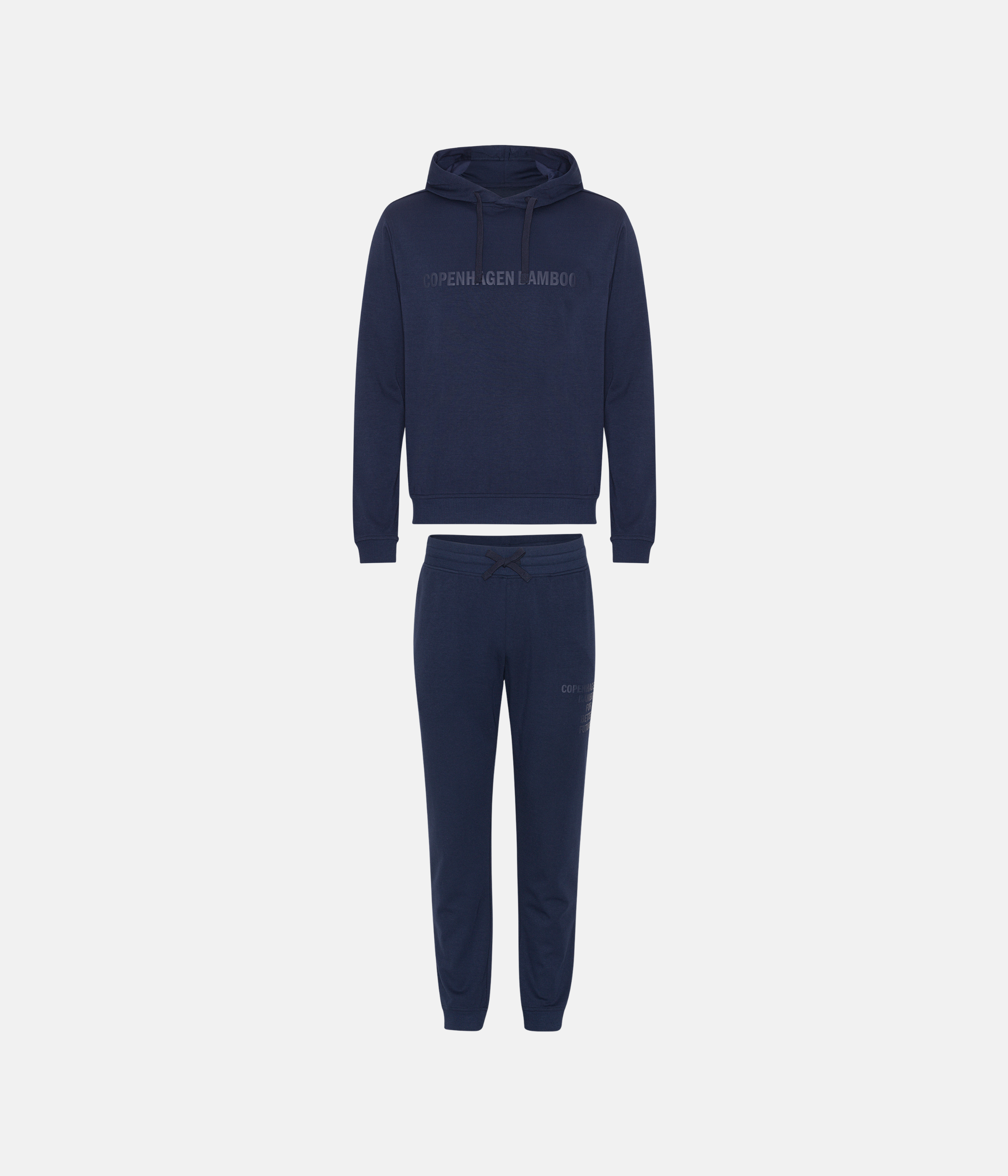Navy bambus hoodie joggingsæt med logo