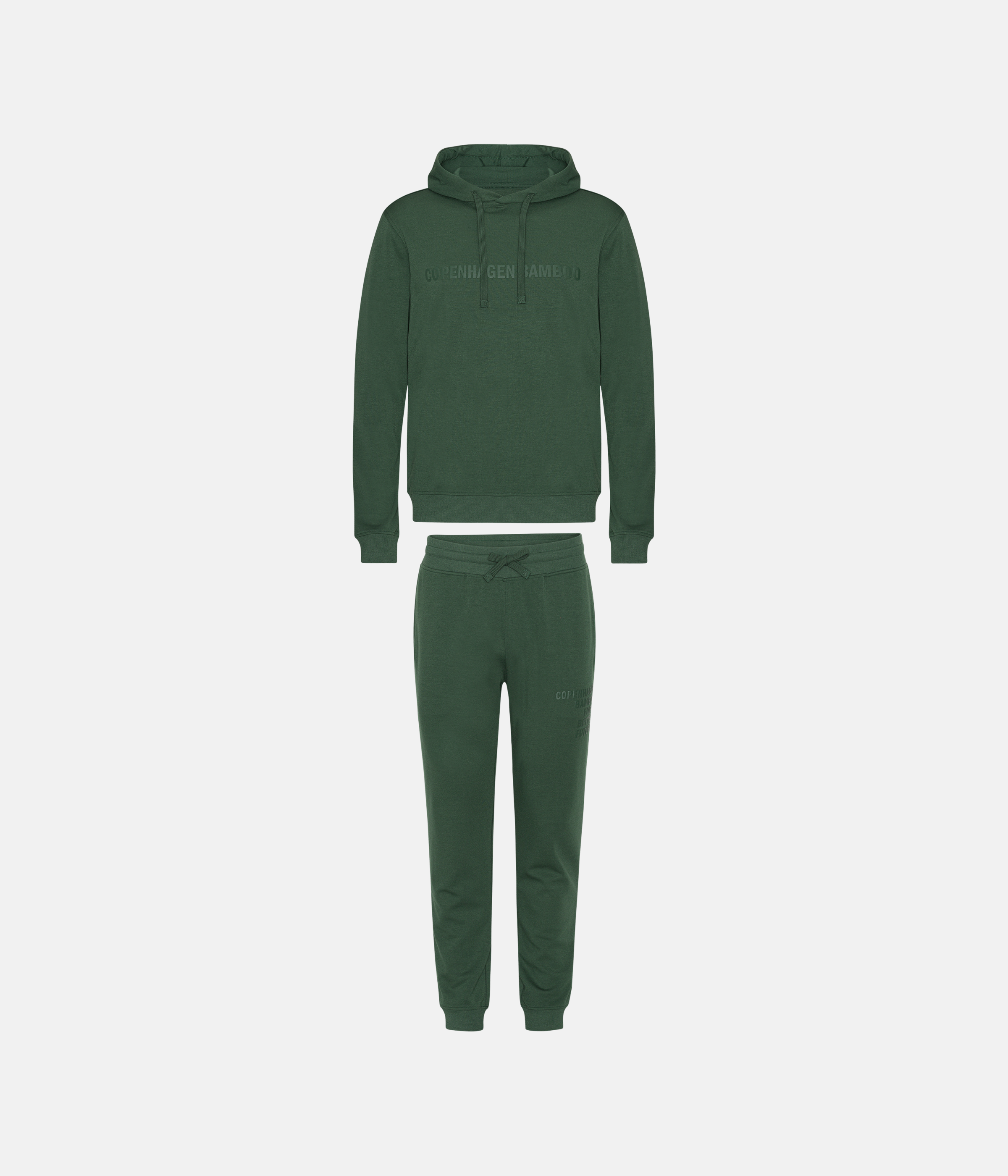 Grønt bambus hoodie joggingsæt med logo