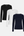 3 pak bambus langærmet T-shirt sort/hvid/navy