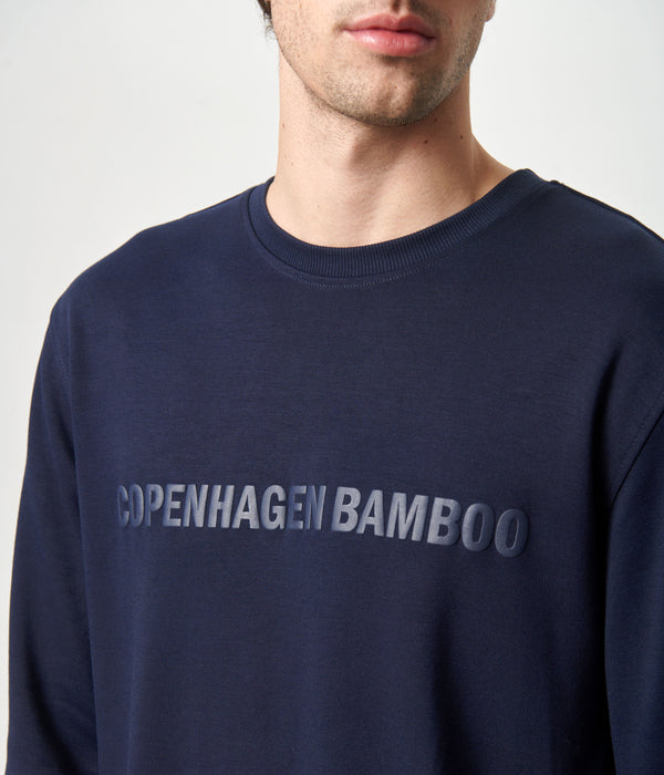 Navy bambus joggingsæt med logo