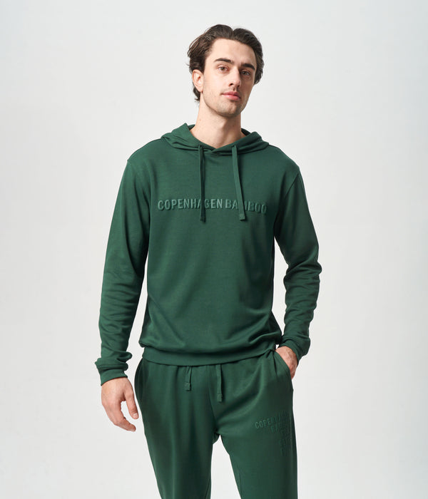 Grøn bambus hoodie med logo