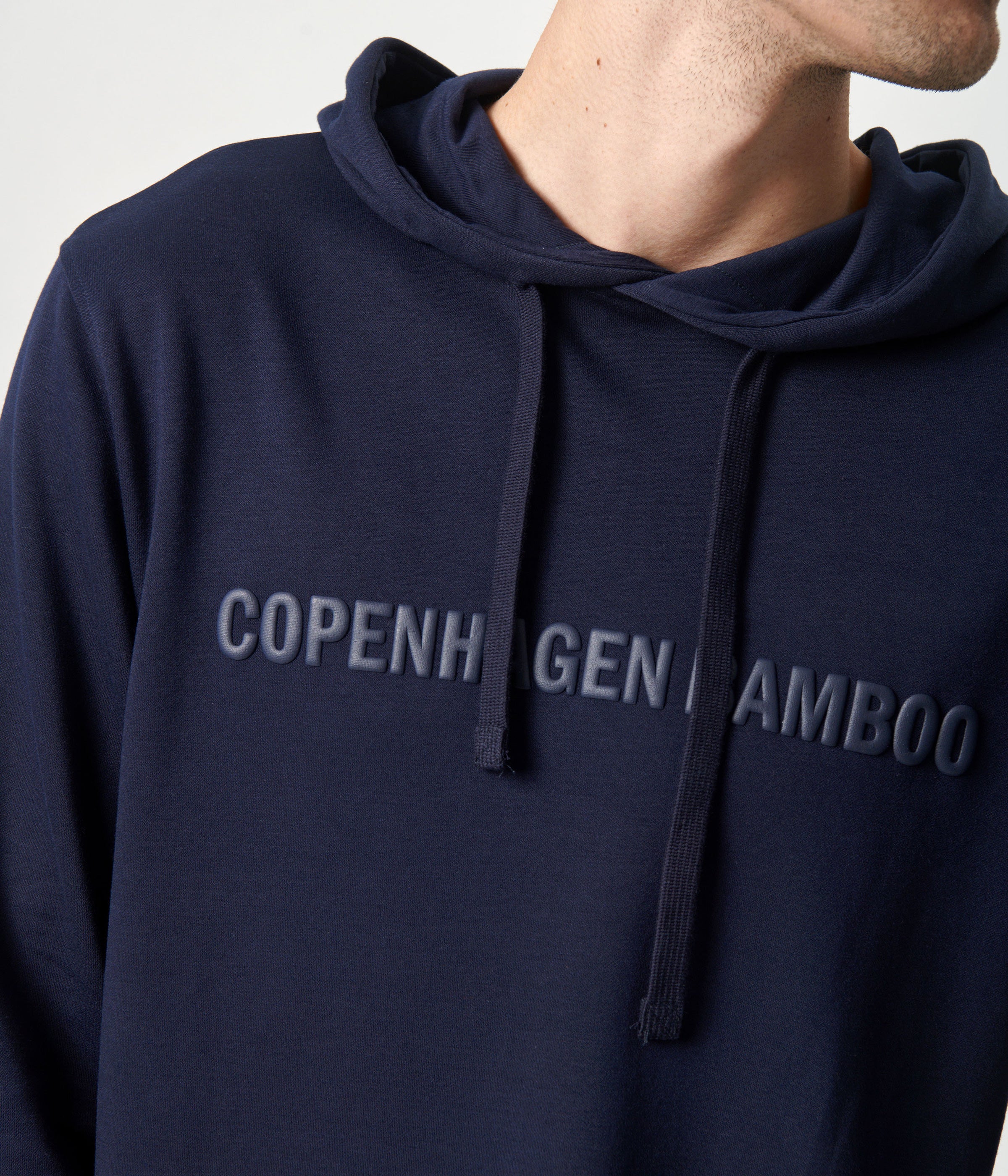 Navy bambus hoodie joggingsæt med logo