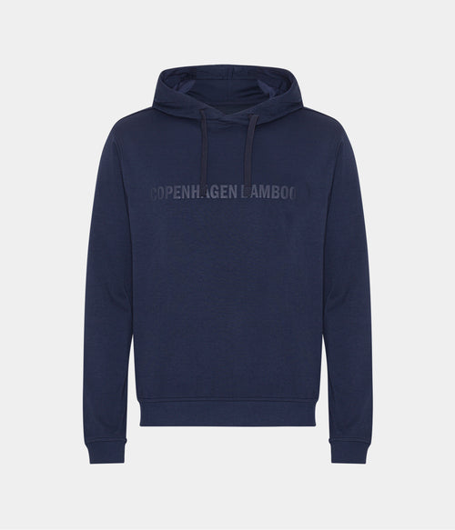 Blå bambus hoodie med logo fra Copenhagen Bamboo