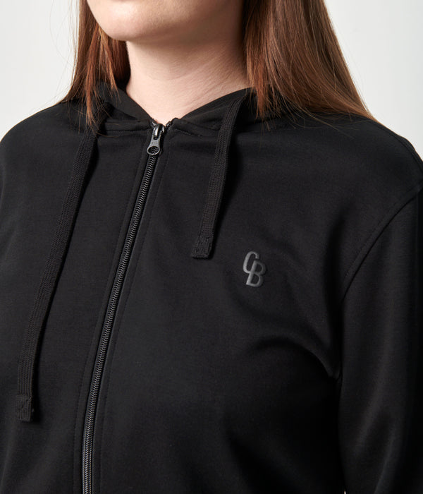 Sort bambus hoodie joggingsæt med lynlås