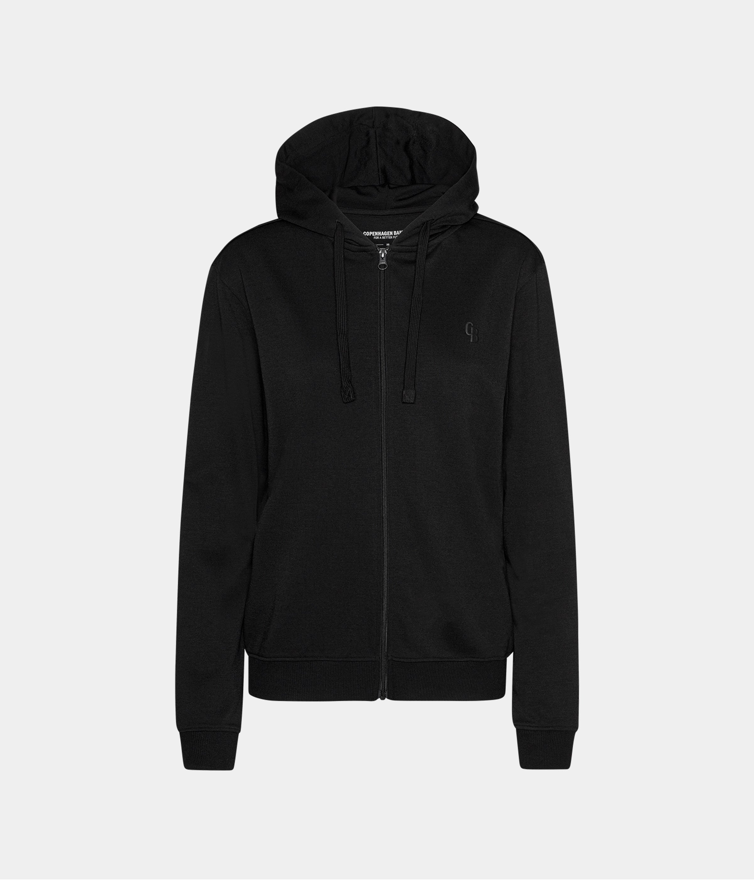 Sort bambus hoodie med lynlås XS   Copenhagen Bamboo