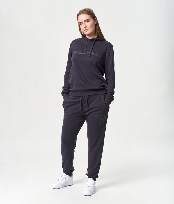 Mørkegrå bambus hoodie joggingsæt med logo
