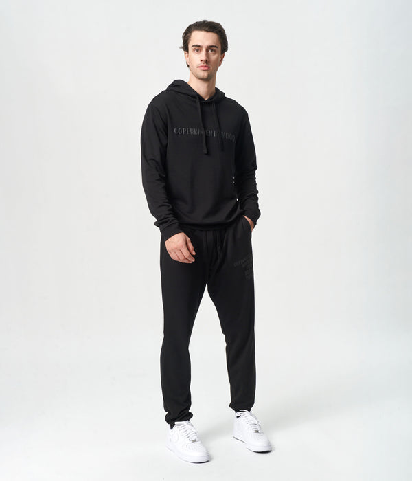 Sort bambus hoodie joggingsæt med logo