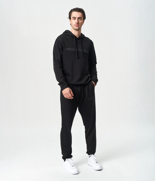 Sort bambus hoodie joggingsæt med logo XS   Copenhagen Bamboo