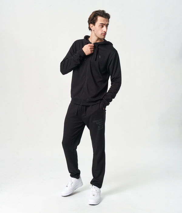 Sort bambus hoodie joggingsæt med lynlås