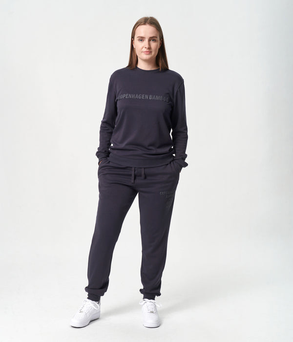 Mørkegråt bambus joggingsæt med logo