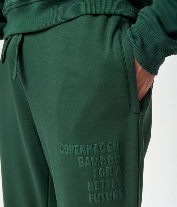 Grønt bambus hoodie joggingsæt med logo
