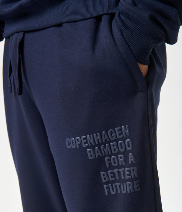 Navy bambus sweatpants med logo    Copenhagen Bamboo