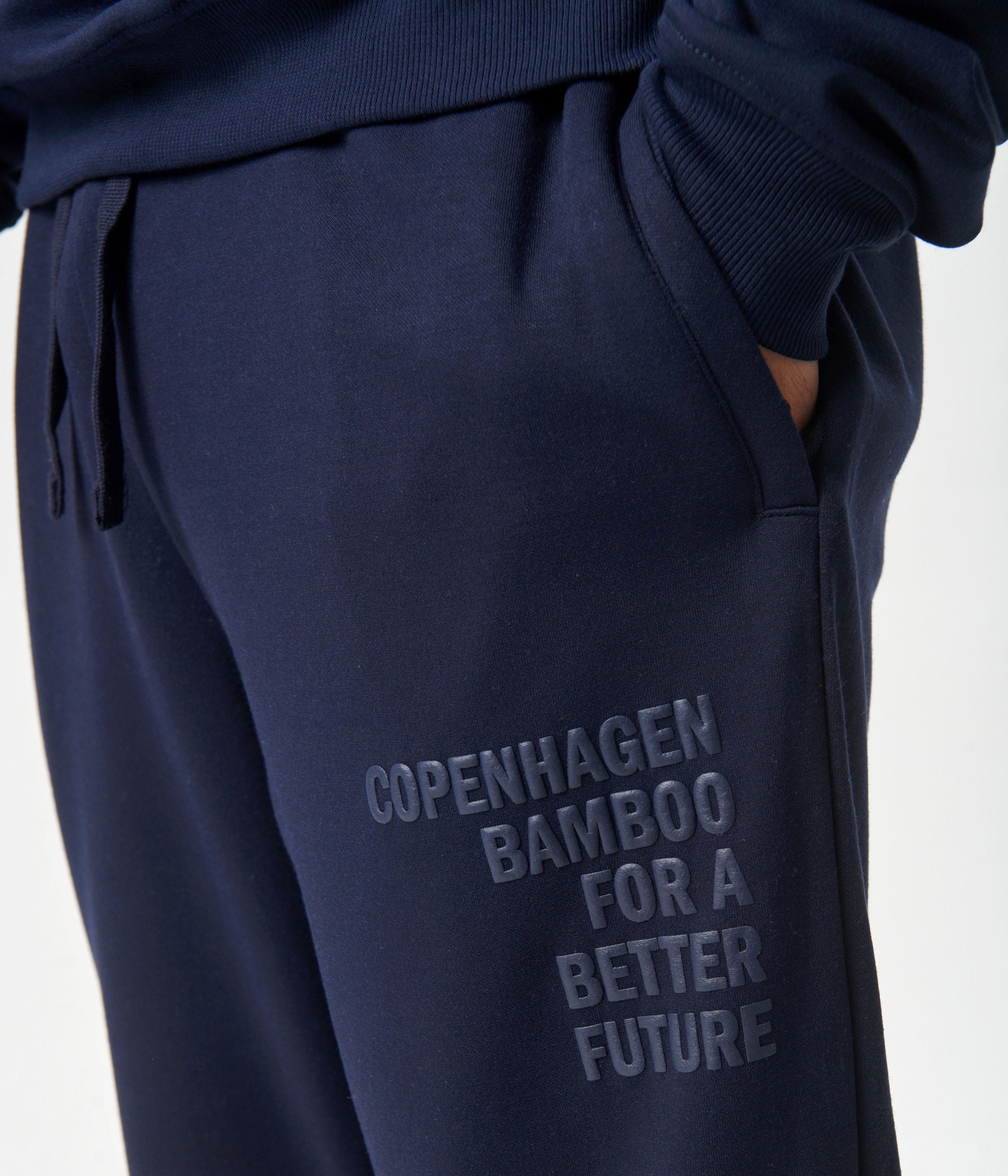 Navy bambus hoodie joggingsæt med logo