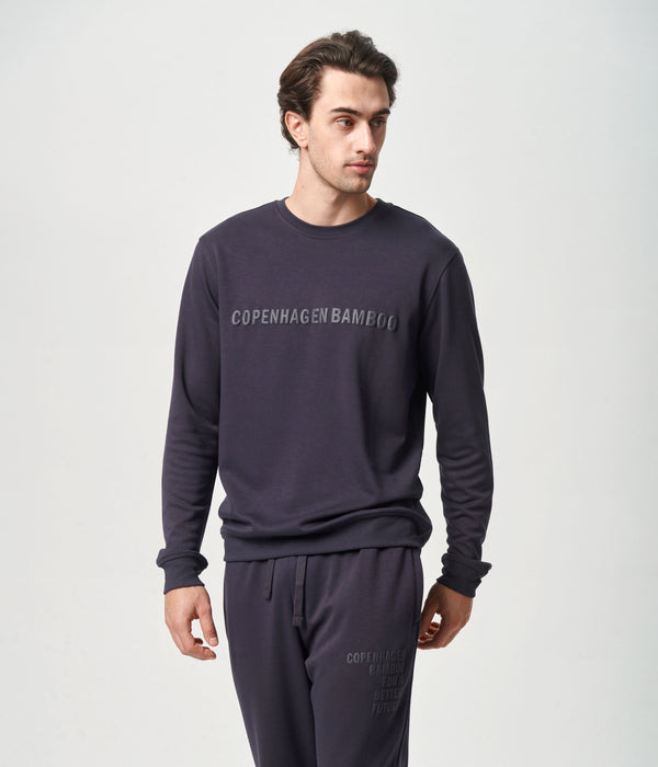 Mørkegrå bambus sweatshirt med logo