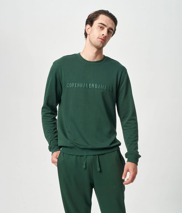 Grøn bambus sweatshirt med logo