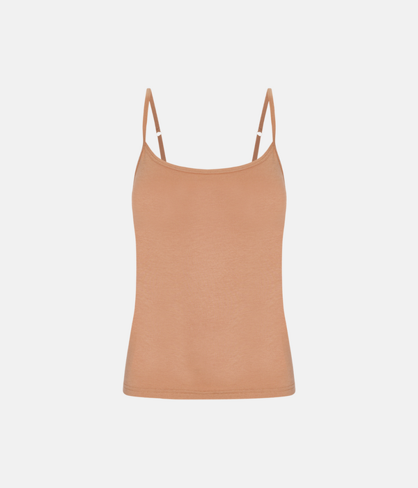 2 stk Tan bambus toppe med tynde stropper