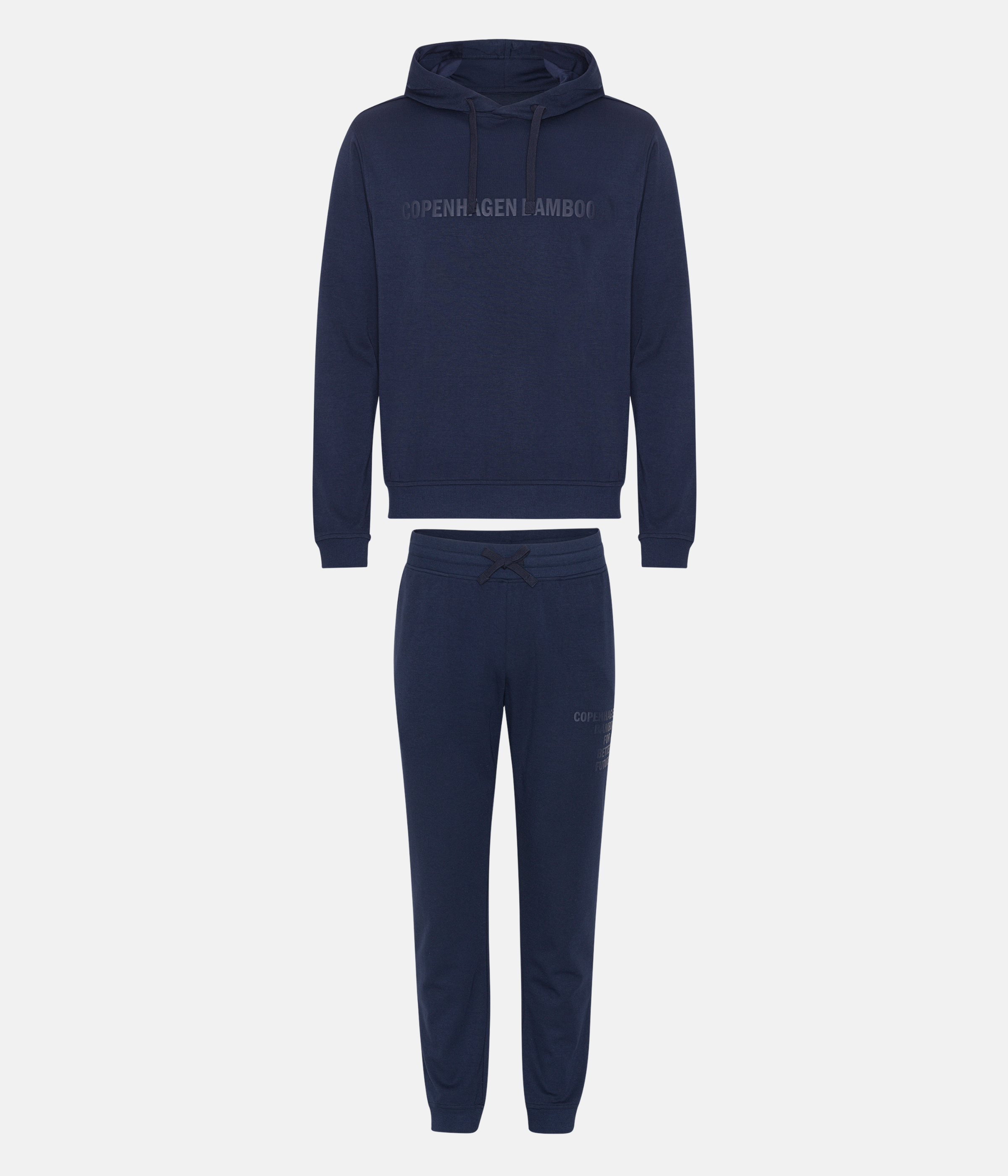 Navy bambus hoodie joggingsæt med logo