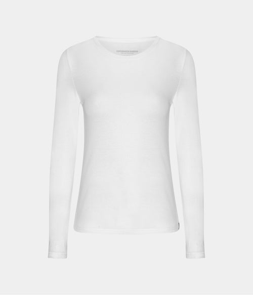 Hvid langærmet bambus T-shirt S   Copenhagen Bamboo